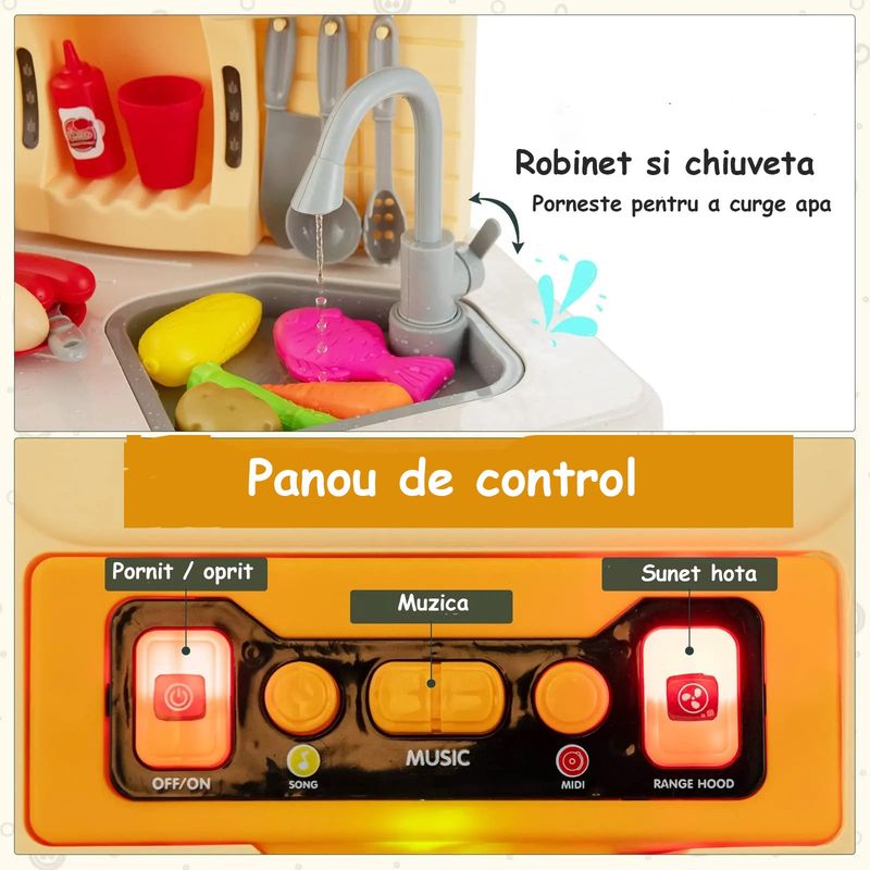 Jucarii, Copii si Bebe - Jucarii si jocuri - Jucarii de rol - Bucatarii copii - Bucatarie Pentru Copii, Circuit De Apa Real, Cuptor Si Plita, Sunete Si Lumini, Accesorizata Complet, Verde, 3 Ani + - Infinity.ro