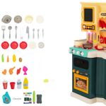 Jucarii, Copii si Bebe - Jucarii si jocuri - Jucarii de rol - Bucatarii copii - Bucatarie Pentru Copii, Circuit De Apa Real, Cuptor Si Plita, Sunete Si Lumini, Accesorizata Complet, Verde, 3 Ani + - Infinity.ro