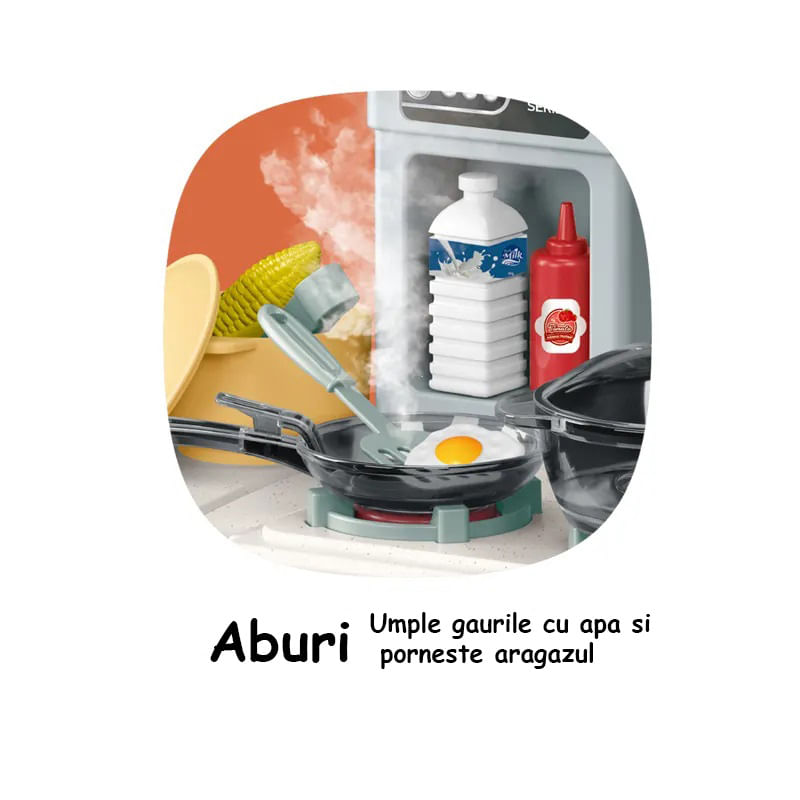 Jucarii, Copii si Bebe - Jucarii si jocuri - Jucarii de rol - Bucatarii copii - Bucatarie Pentru Copii, Circuit De Apa Real, Cuptor Si Plita, Sunete Si Lumini, Accesorizata Complet, Verde, 3 Ani + - Infinity.ro
