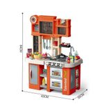 Jucarii, Copii si Bebe - Jucarii si jocuri - Jucarii de rol - Bucatarii copii - Bucatarie pentru Copii, Lumini si Sunete Reale, Apa Curgatoare si Abur, 75 Accesorii de Gatit, Portocalie, 3 Ani+ - Infinity.ro