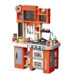Jucarii, Copii si Bebe - Jucarii si jocuri - Jucarii de rol - Bucatarii copii - Bucatarie pentru Copii, Lumini si Sunete Reale, Apa Curgatoare si Abur, 75 Accesorii de Gatit, Portocalie, 3 Ani+ - Infinity.ro