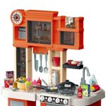 Jucarii, Copii si Bebe - Jucarii si jocuri - Jucarii de rol - Bucatarii copii - Bucatarie pentru Copii, Lumini si Sunete Reale, Apa Curgatoare si Abur, 75 Accesorii de Gatit, Portocalie, 3 Ani+ - Infinity.ro