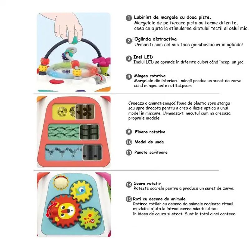 Jucarii, Copii si Bebe - Jucarii si jocuri - Jucarii bebelusi - Centre de activitati - Centru de activitati educativ pentru copii WePro Store, Piramida cu sunete si lumini, Multicolor, 6 luni + - Infinity.ro