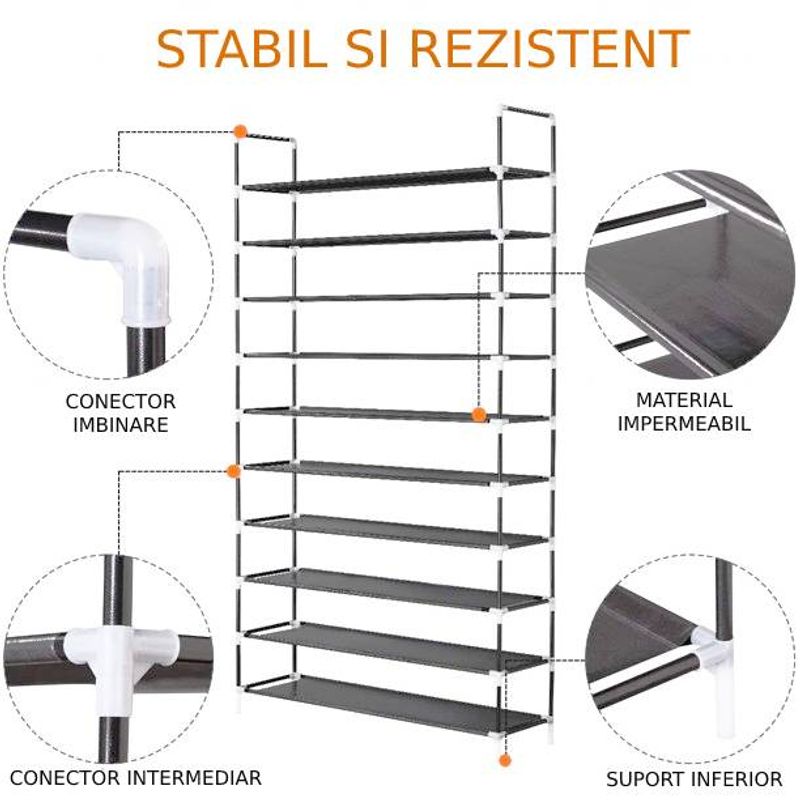 Casa si Gradina - Mobilier - Biblioteci si rafturi - Rafturi - Raft incaltaminte, 100x29x175cm - Infinity.ro
