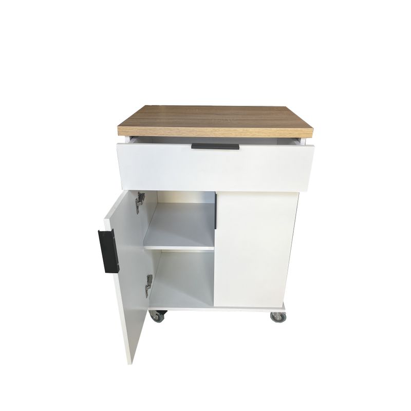 Casa si Gradina - Mobilier - Comode si corpuri - Corpuri bucatarie - Carucior de bucatarie/insula cu sertar si rafturi, 66x46x93, alb, UnicSpot, - Infinity.ro