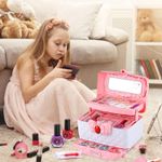 Jucarii, Copii si Bebe - Jucarii si jocuri - Jucarii de rol - Frumusete, bijuterii si accesorii fetite - Trusa de machiaj pentru copii, pudra cu sclipici, non toxic, rubin, Roz, + 3 ani - Infinity.ro