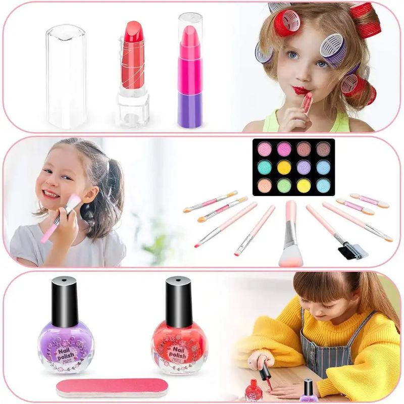 Jucarii, Copii si Bebe - Jucarii si jocuri - Jucarii de rol - Frumusete, bijuterii si accesorii fetite - Trusa de machiaj pentru copii, pudra cu sclipici, non toxic, rubin, Roz, + 3 ani - Infinity.ro