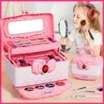 Jucarii, Copii si Bebe - Jucarii si jocuri - Jucarii de rol - Frumusete, bijuterii si accesorii fetite - Trusa de machiaj pentru copii, pudra cu sclipici, non toxic, rubin, Roz, + 3 ani - Infinity.ro