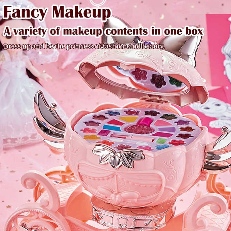 Jucarii, Copii si Bebe - Jucarii si jocuri - Jucarii de rol - Frumusete, bijuterii si accesorii fetite - Trusa de machiaj pentru copii , model Pisicuta, Non-Toxic, Roz - Infinity.ro