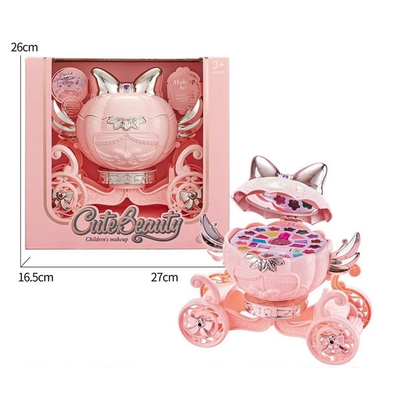 Jucarii, Copii si Bebe - Jucarii si jocuri - Jucarii de rol - Frumusete, bijuterii si accesorii fetite - Trusa de machiaj pentru copii , model Pisicuta, Non-Toxic, Roz - Infinity.ro