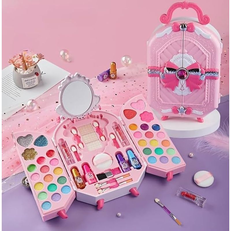 Jucarii, Copii si Bebe - Jucarii si jocuri - Jucarii de rol - Frumusete, bijuterii si accesorii fetite - Trusa de machiaj pentru copii, Gentuta, Rubin, Non Toxic, 3 ani +, Roz - Infinity.ro