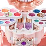 Jucarii, Copii si Bebe - Jucarii si jocuri - Jucarii de rol - Frumusete, bijuterii si accesorii fetite - Trusa de machiaj pentru copii cu masuta muzicala si lumini, Roz - Infinity.ro