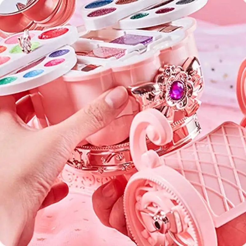 Jucarii, Copii si Bebe - Jucarii si jocuri - Jucarii de rol - Frumusete, bijuterii si accesorii fetite - Trusa de machiaj pentru copii cu masuta muzicala si lumini, Roz - Infinity.ro