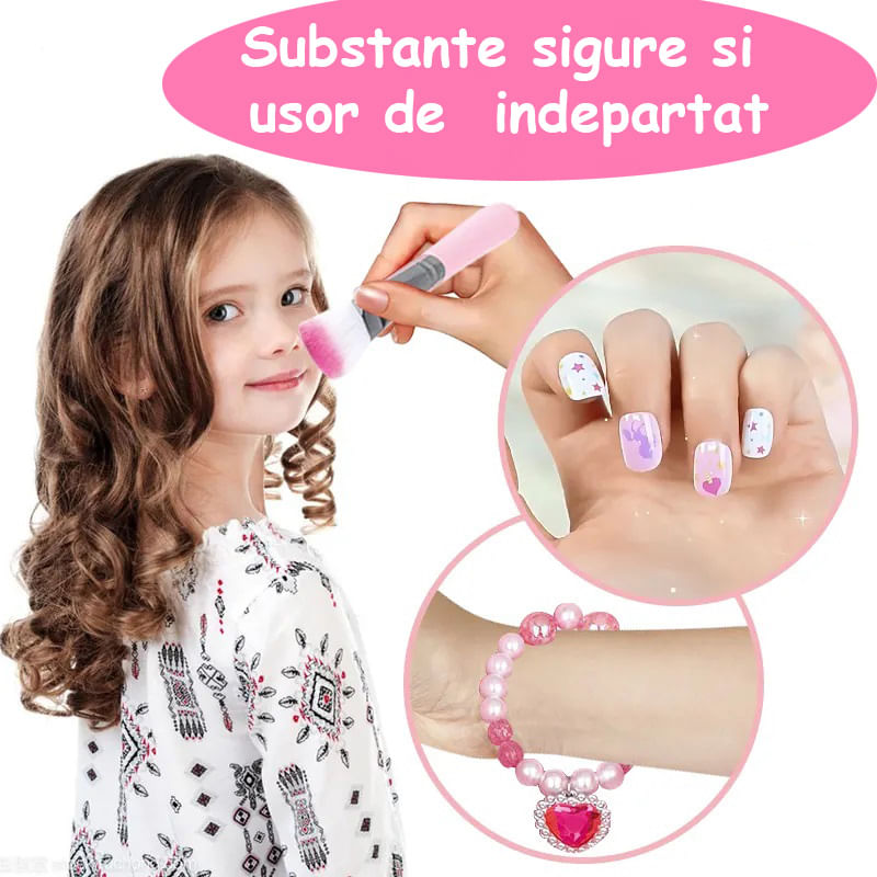 Jucarii, Copii si Bebe - Jucarii si jocuri - Jucarii de rol - Frumusete, bijuterii si accesorii fetite - Trusa de machiaj pentru copii, solubile in apa, non-toxic, Roz - Infinity.ro
