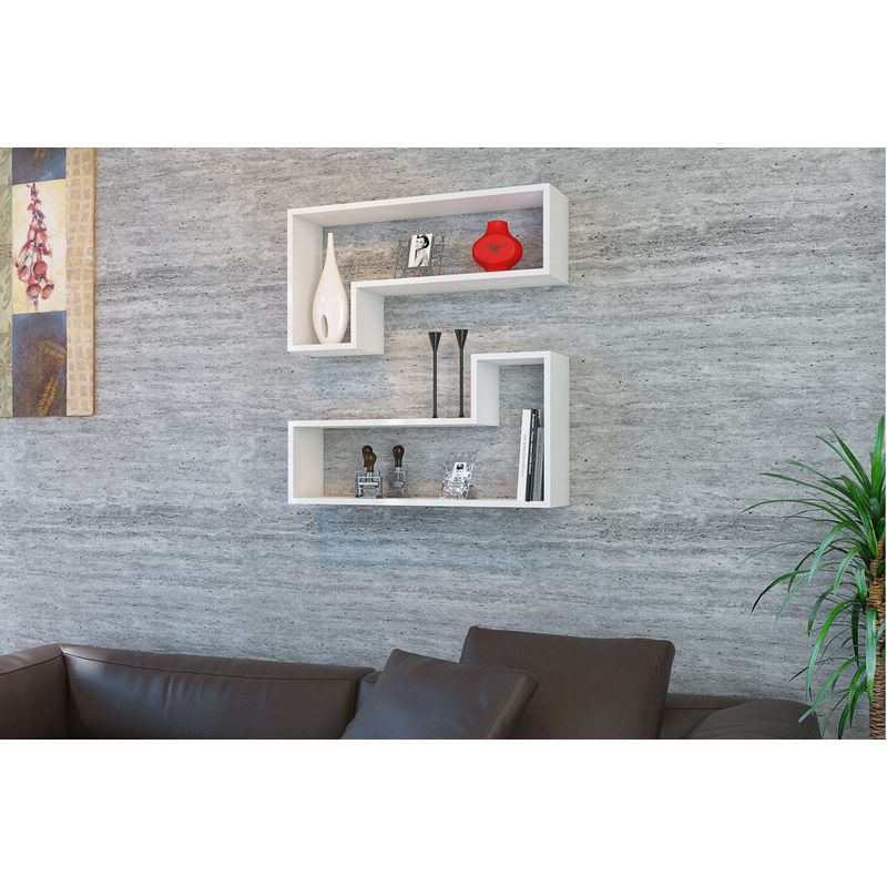 Casa si Gradina - Mobilier - Biblioteci si rafturi - Rafturi - Rafturi de perete in L Mira, 83.6x19.5x80 cm - Infinity.ro