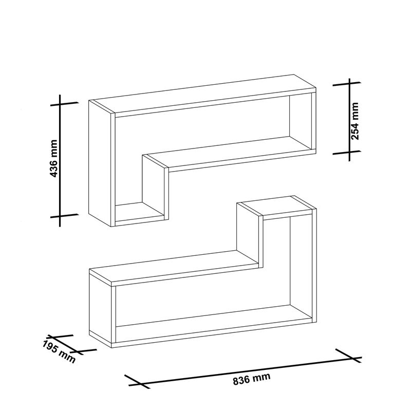 Casa si Gradina - Mobilier - Biblioteci si rafturi - Rafturi - Rafturi de perete in L Mira, 83.6x19.5x80 cm - Infinity.ro