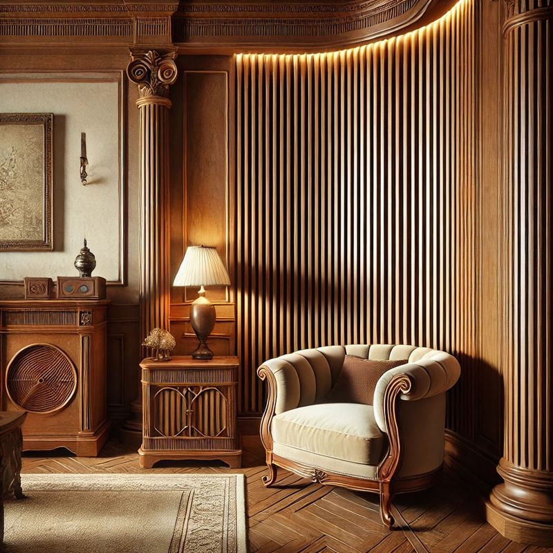 Casa si Gradina - Constructii - Materiale constructii - Placi decorative - Set 4 buc Riflaj acustic flexibil,nuc,240x60x0.8cm - Infinity.ro