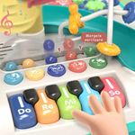 Jucarii, Copii si Bebe - Jucarii si jocuri - Jucarii bebelusi - Jucarii interactive bebelusi - Masa educativa pentru copii multifunctionala WePro Store, tobogan si pian, Sunete si Lumini, ratusca, minge, 3 ani + - Infinity.ro