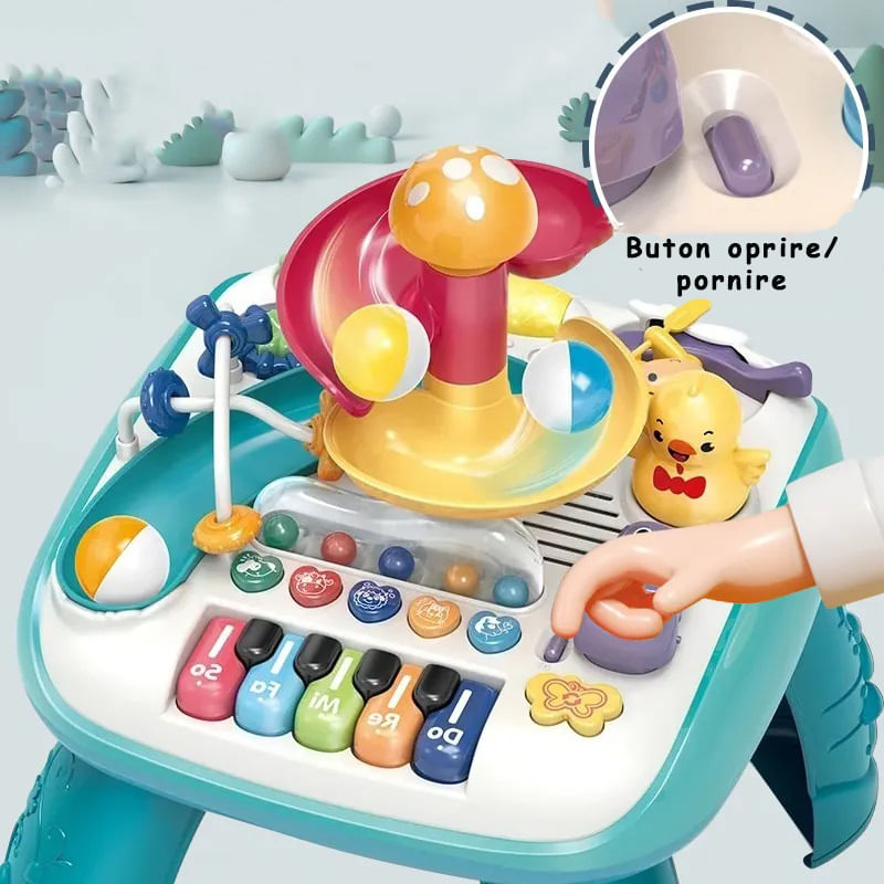 Jucarii, Copii si Bebe - Jucarii si jocuri - Jucarii bebelusi - Jucarii interactive bebelusi - Masa educativa pentru copii multifunctionala WePro Store, tobogan si pian, Sunete si Lumini, ratusca, minge, 3 ani + - Infinity.ro