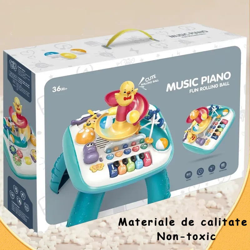 Jucarii, Copii si Bebe - Jucarii si jocuri - Jucarii bebelusi - Jucarii interactive bebelusi - Masa educativa pentru copii multifunctionala WePro Store, tobogan si pian, Sunete si Lumini, ratusca, minge, 3 ani + - Infinity.ro