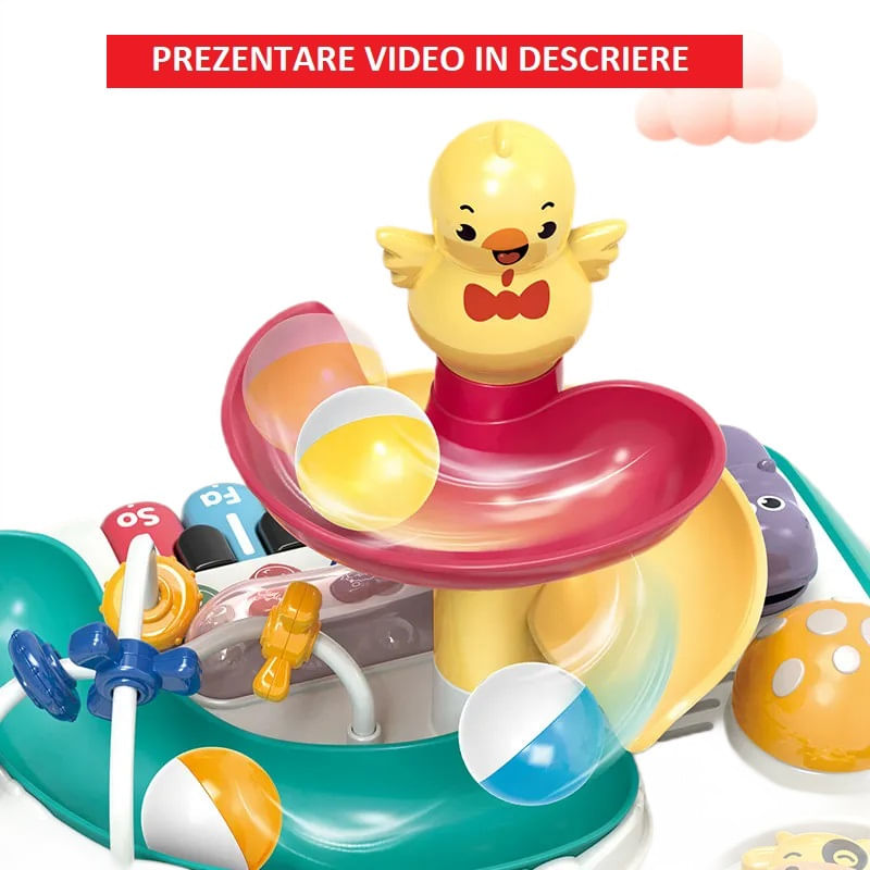 Jucarii, Copii si Bebe - Jucarii si jocuri - Jucarii bebelusi - Jucarii interactive bebelusi - Masa educativa pentru copii multifunctionala WePro Store, tobogan si pian, Sunete si Lumini, ratusca, minge, 3 ani + - Infinity.ro
