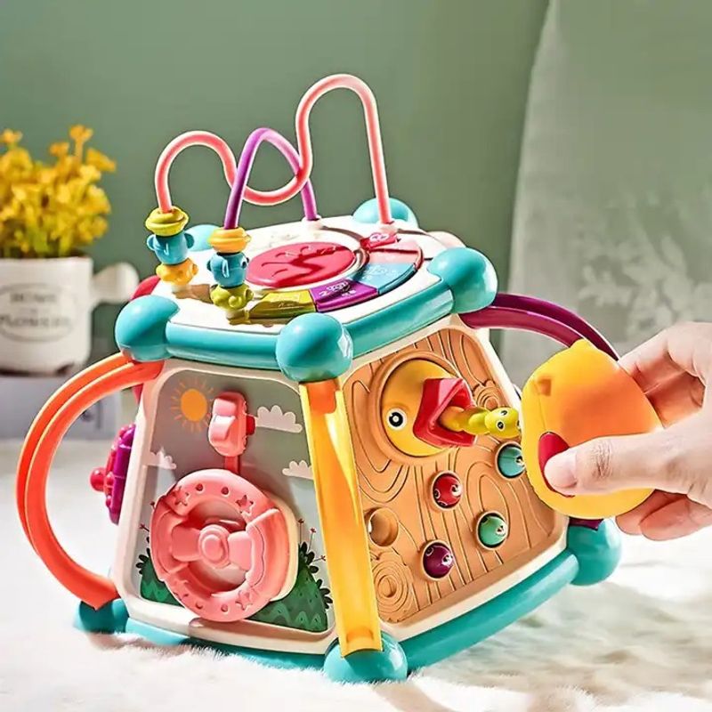 Jucarii, Copii si Bebe - Jucarii si jocuri - Jucarii bebelusi - Jucarii interactive bebelusi - Jucarie Educativa Si Interactiva 7 in 1 Pentru Copii WePro Store, Centru Activitati 5 Laturi, Model Rata, 3 Ani+ - Infinity.ro