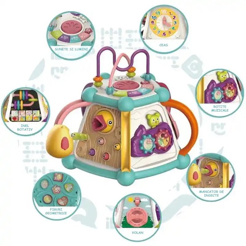 Jucarii, Copii si Bebe - Jucarii si jocuri - Jucarii bebelusi - Jucarii interactive bebelusi - Jucarie Educativa Si Interactiva 7 in 1 Pentru Copii WePro Store, Centru Activitati 5 Laturi, Model Rata, 3 Ani+ - Infinity.ro