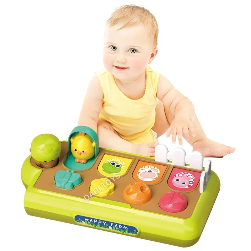 Jucarii, Copii si Bebe - Jucarii si jocuri - Jucarii bebelusi - Jucarii interactive bebelusi - Jucarie Senzoriala pentru Bebelusi, Ferma cu Animale, Butoane cu Joc, Motricitate, Fluier, 18 Luni+ - Infinity.ro