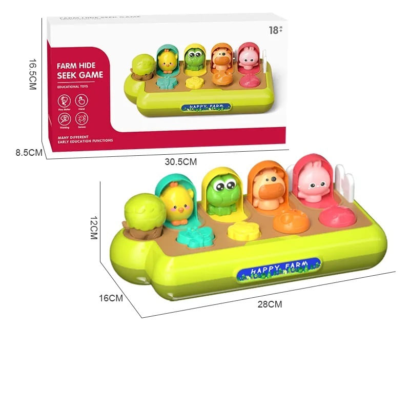 Jucarii, Copii si Bebe - Jucarii si jocuri - Jucarii bebelusi - Jucarii interactive bebelusi - Jucarie Senzoriala pentru Bebelusi, Ferma cu Animale, Butoane cu Joc, Motricitate, Fluier, 18 Luni+ - Infinity.ro