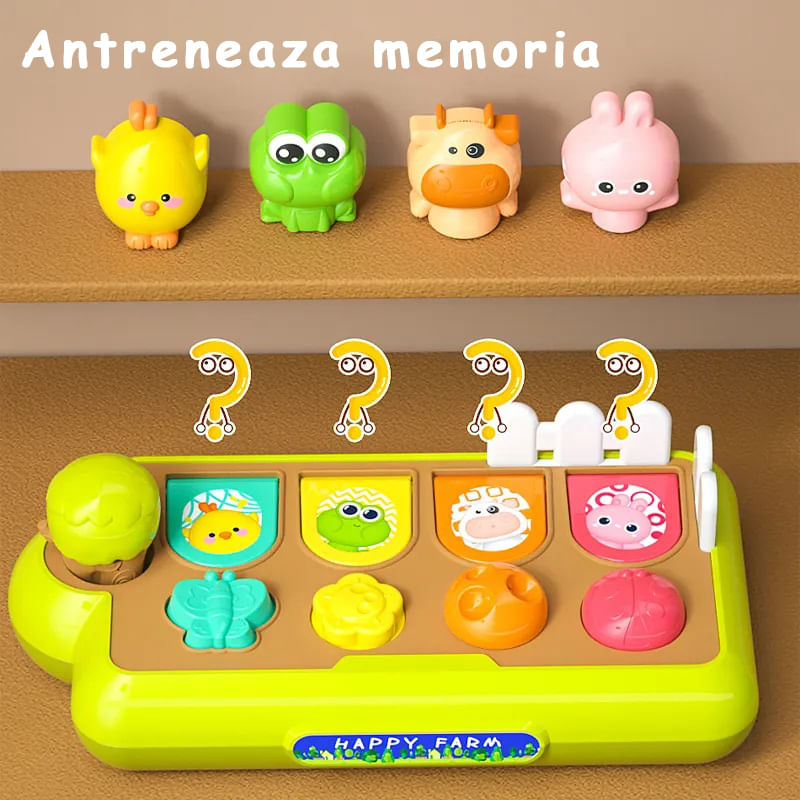 Jucarii, Copii si Bebe - Jucarii si jocuri - Jucarii bebelusi - Jucarii interactive bebelusi - Jucarie Senzoriala pentru Bebelusi, Ferma cu Animale, Butoane cu Joc, Motricitate, Fluier, 18 Luni+ - Infinity.ro