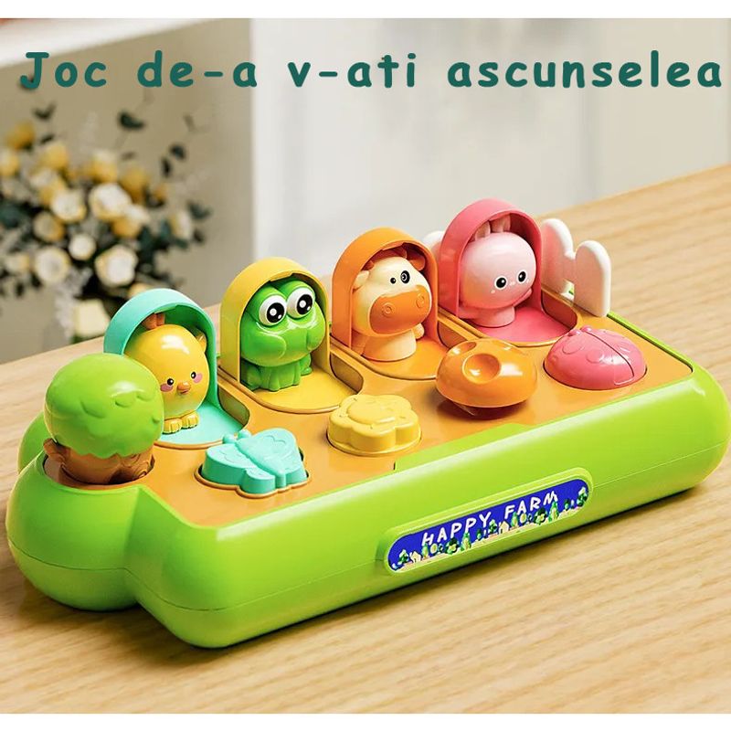 Jucarii, Copii si Bebe - Jucarii si jocuri - Jucarii bebelusi - Jucarii interactive bebelusi - Jucarie Senzoriala pentru Bebelusi, Ferma cu Animale, Butoane cu Joc, Motricitate, Fluier, 18 Luni+ - Infinity.ro