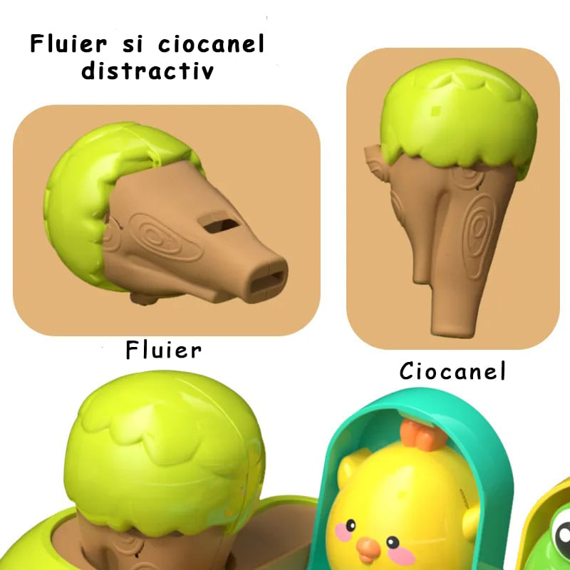 Jucarii, Copii si Bebe - Jucarii si jocuri - Jucarii bebelusi - Jucarii interactive bebelusi - Jucarie Senzoriala pentru Bebelusi, Ferma cu Animale, Butoane cu Joc, Motricitate, Fluier, 18 Luni+ - Infinity.ro