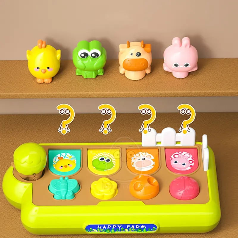 Jucarii, Copii si Bebe - Jucarii si jocuri - Jucarii bebelusi - Jucarii interactive bebelusi - Jucarie Senzoriala pentru Bebelusi, Ferma cu Animale, Butoane cu Joc, Motricitate, Fluier, 18 Luni+ - Infinity.ro