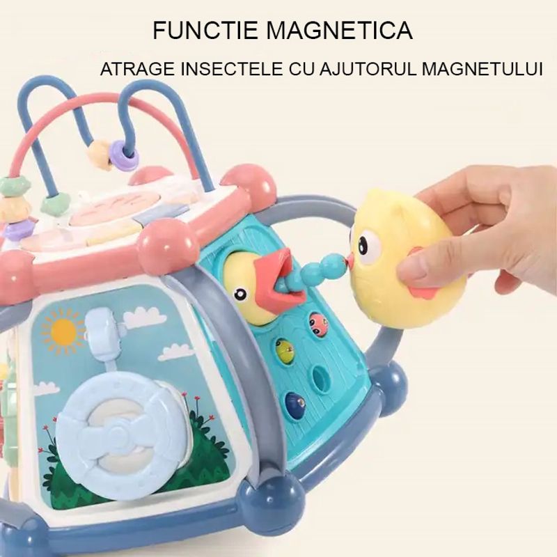 Jucarii, Copii si Bebe - Jucarii si jocuri - Jucarii bebelusi - Jucarii interactive bebelusi - Jucarie Interactiva 7 In 1 Pentru Copii, Centru De Activitati Cu 5 Laturi, Sunete Si Lumini, Figuri Geometrice, 3 Ani + - Infinity.ro