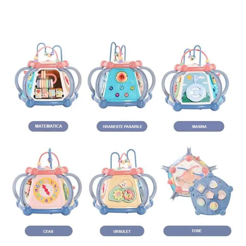 Jucarii, Copii si Bebe - Jucarii si jocuri - Jucarii bebelusi - Jucarii interactive bebelusi - Jucarie Interactiva 7 In 1 Pentru Copii, Centru De Activitati Cu 5 Laturi, Sunete Si Lumini, Figuri Geometrice, 3 Ani + - Infinity.ro