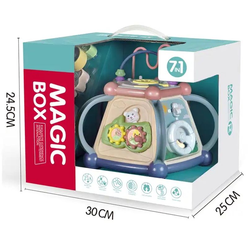 Jucarii, Copii si Bebe - Jucarii si jocuri - Jucarii bebelusi - Jucarii interactive bebelusi - Jucarie Interactiva 7 In 1 Pentru Copii, Centru De Activitati Cu 5 Laturi, Sunete Si Lumini, Figuri Geometrice, 3 Ani + - Infinity.ro