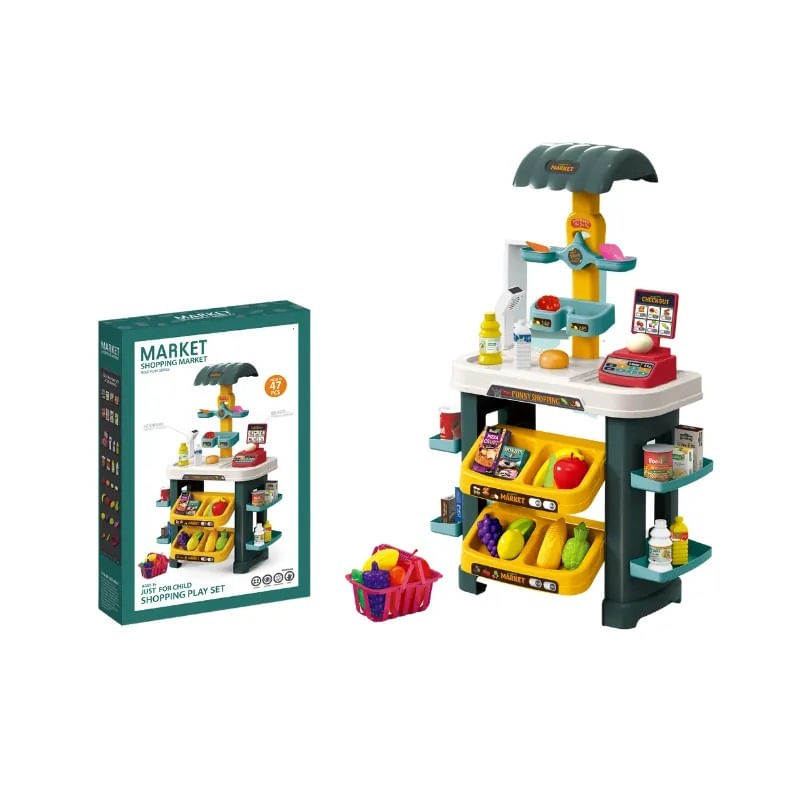 Jucarii, Copii si Bebe - Jucarii si jocuri - Jucarii de rol - Set joaca supermarket - Set Joaca Supermarket cu Lumini si Sunete, Dispozitiv Scanat, Casa de Marcat, Rafturi, Fructe, Legume, Cantar,  3 Ani+ - Infinity.ro