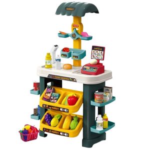 Set Joaca Supermarket cu Lumini si Sunete, Dispozitiv Scanat, Casa de Marcat, Rafturi, Fructe, Legume, Cantar,  3 Ani+