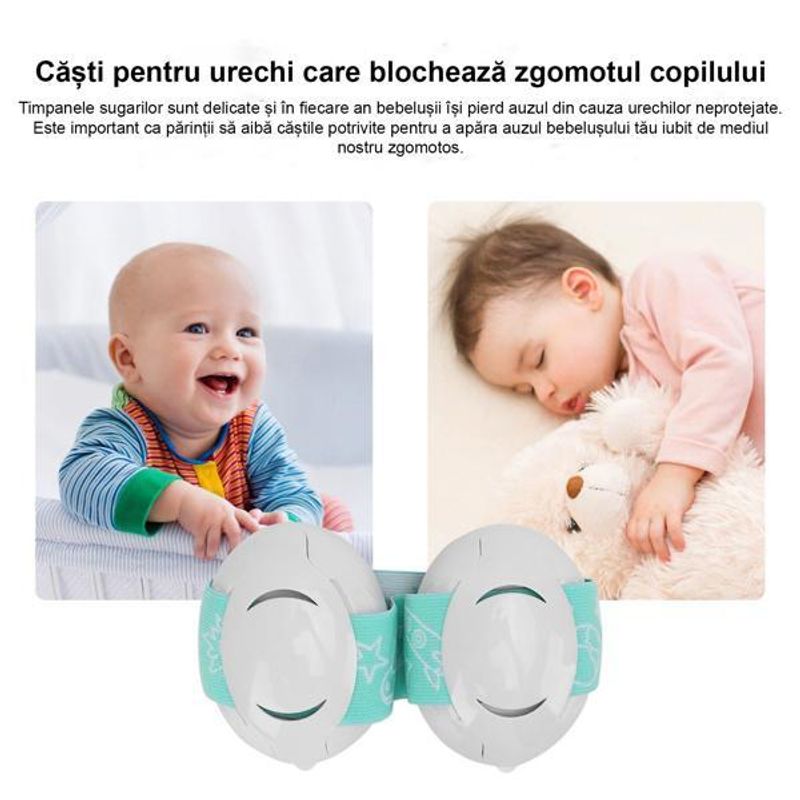 Casa si Gradina - Mobilier - Mobilier copii - Sisteme de siguranta - Casti Antifonice Pentru Copii si Bebelusi 3-36 luni, Protectie Auditiva, Prindere Sigura Fontanela, Bentita Elastica - Infinity.ro
