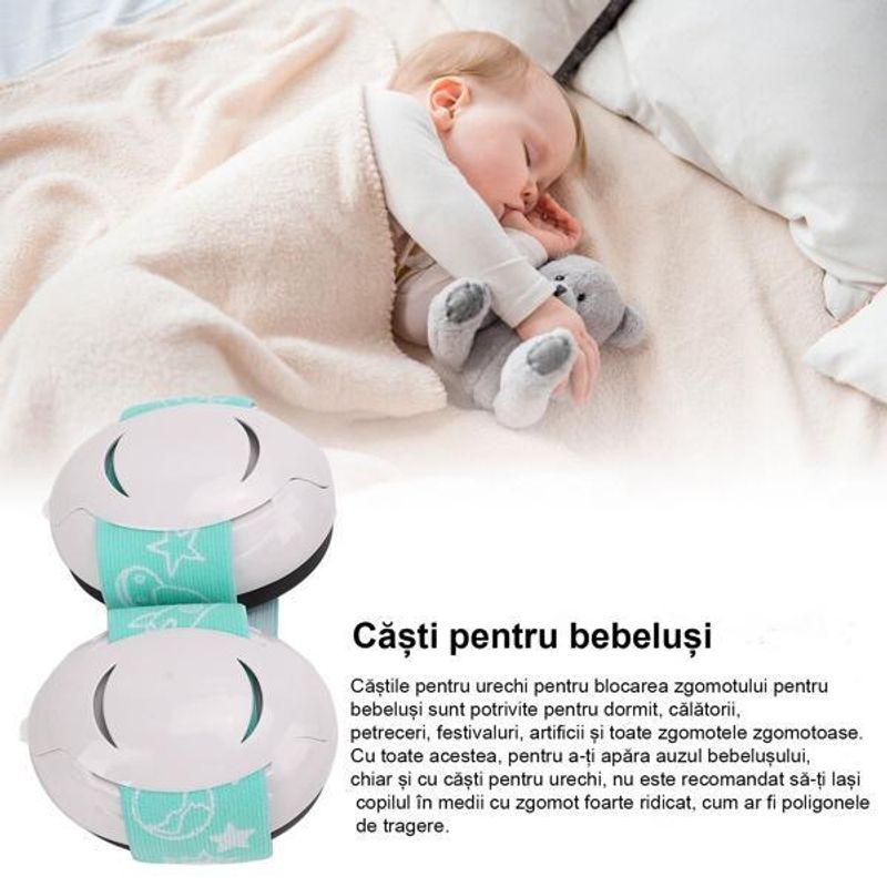 Casa si Gradina - Mobilier - Mobilier copii - Sisteme de siguranta - Casti Antifonice Pentru Copii si Bebelusi 3-36 luni, Protectie Auditiva, Prindere Sigura Fontanela, Bentita Elastica - Infinity.ro