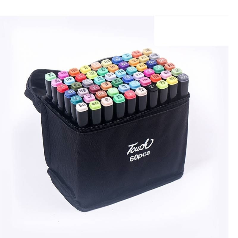 Carti si Birotica - Birotica - Instrumente de scris - Markere si carioci - Set 60 Markere Duble WePro Store, Profesionale, Subtire Si Gros, Cerneala Pe Baza De Alcool, Geanta Depozitare - Infinity.ro