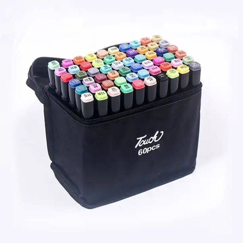 Carti si Birotica - Birotica - Instrumente de scris - Markere si carioci - Set 60 Markere Duble WePro Store, Profesionale, Subtire Si Gros, Cerneala Pe Baza De Alcool, Geanta Depozitare - Infinity.ro