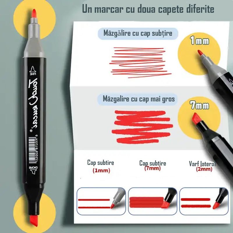 Carti si Birotica - Birotica - Instrumente de scris - Markere si carioci - Set 40 Markere Duble WePro Store, Profesionale, Subtire Si Gros, Cerneala Pe Baza De Alcool, Geanta Depozitare - Infinity.ro