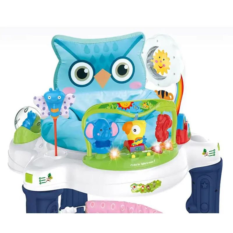 Jucarii, Copii si Bebe - Jucarii si jocuri - Jucarii de exterior - Balansoare copii - Premergator pentru copii cu centru de activitati, rotatie 360, Sunete, Lumini, Accesorii atractive, Albastru, 6 luni + - Infinity.ro