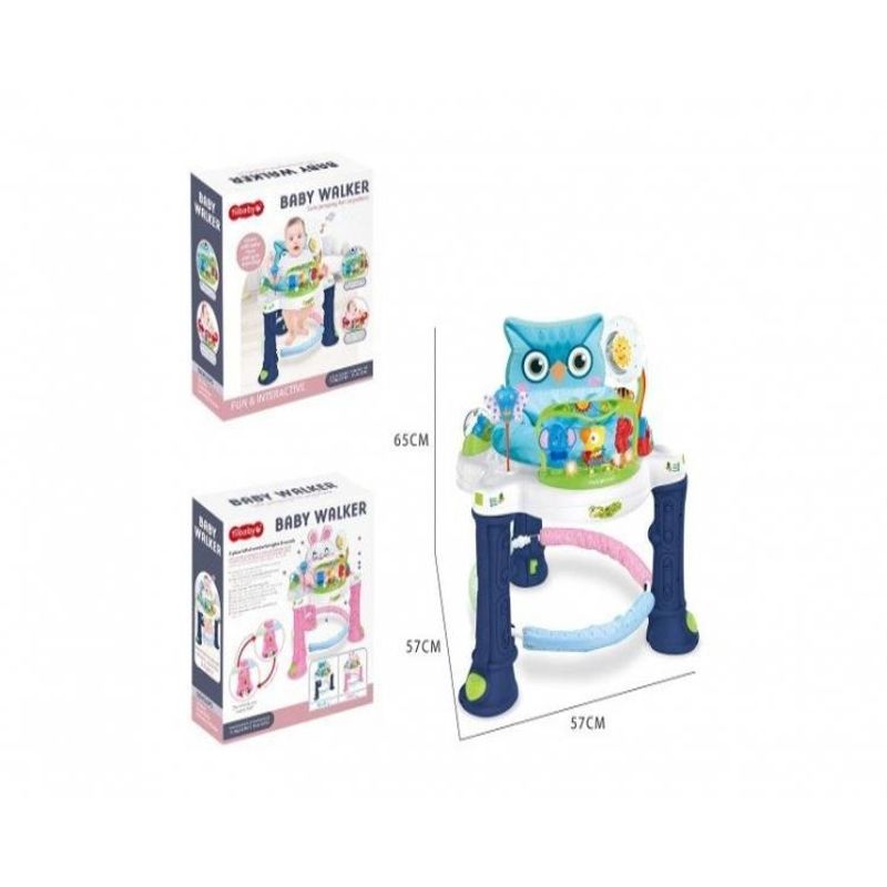 Jucarii, Copii si Bebe - Jucarii si jocuri - Jucarii de exterior - Balansoare copii - Premergator pentru copii cu centru de activitati, rotatie 360, Sunete, Lumini, Accesorii atractive, Albastru, 6 luni + - Infinity.ro