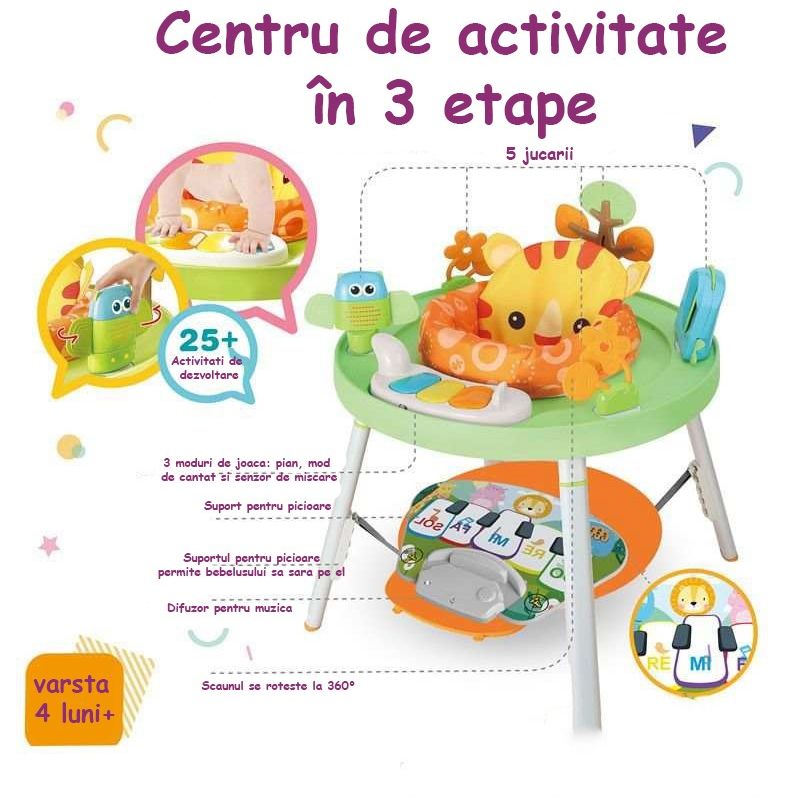 Jucarii, Copii si Bebe - Jucarii si jocuri - Jucarii de exterior - Balansoare copii - Saritor pentru copii cu centru de activitati si pian, 3 in 1, Baby jumper, Model leu, 6 luni + - Infinity.ro