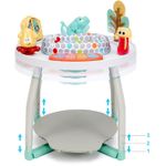 Jucarii, Copii si Bebe - Jucarii si jocuri - Jucarii de exterior - Balansoare copii - Saritor pentru copii 5 in 1 cu Masa si Centru de Activitati, Covoras Muzical, Baby Jumper, 6 luni+, Alb - Infinity.ro