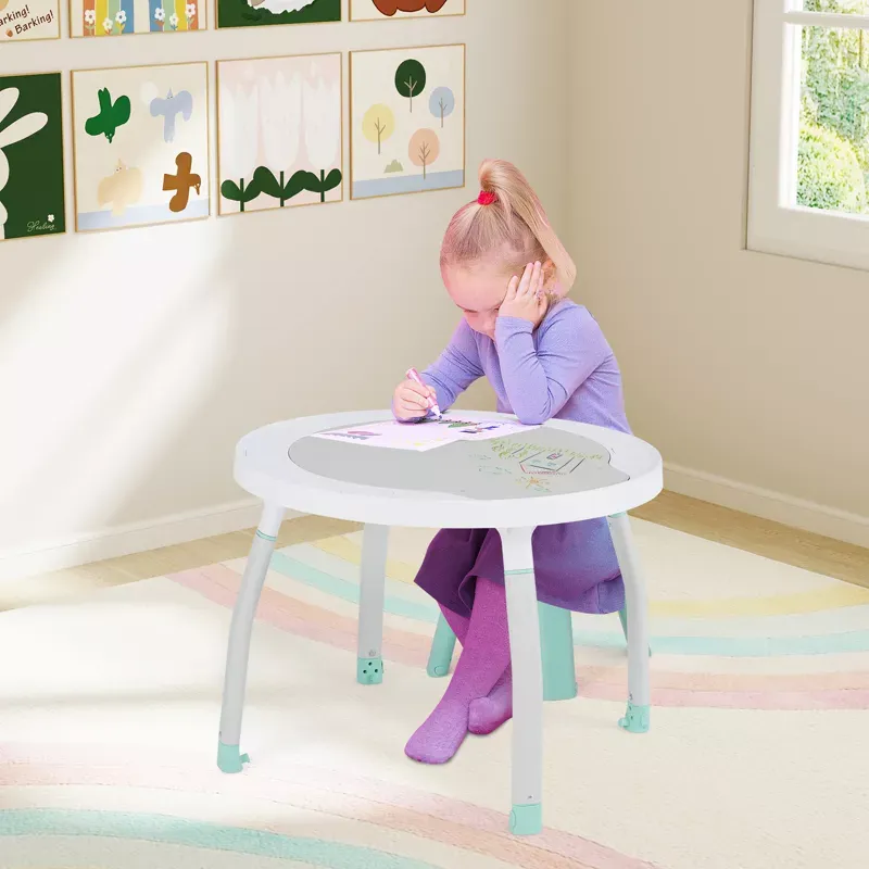 Jucarii, Copii si Bebe - Jucarii si jocuri - Jucarii de exterior - Balansoare copii - Saritor pentru copii 5 in 1 cu Masa si Centru de Activitati, Covoras Muzical, Baby Jumper, 6 luni+, Alb - Infinity.ro