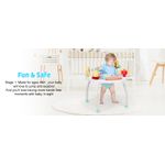 Jucarii, Copii si Bebe - Jucarii si jocuri - Jucarii de exterior - Balansoare copii - Saritor pentru copii 5 in 1 cu Masa si Centru de Activitati, Covoras Muzical, Baby Jumper, 6 luni+, Alb - Infinity.ro