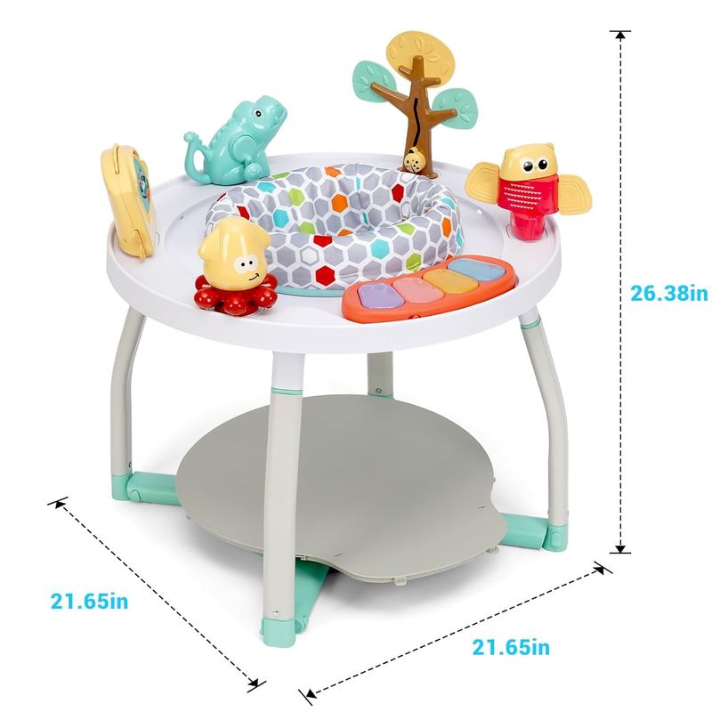 Jucarii, Copii si Bebe - Jucarii si jocuri - Jucarii de exterior - Balansoare copii - Saritor pentru copii 5 in 1 cu Masa si Centru de Activitati, Covoras Muzical, Baby Jumper, 6 luni+, Alb - Infinity.ro